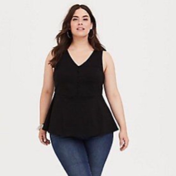 torrid Tops - NWT Torrid Black Sleeveless Bengaline Peplum Top